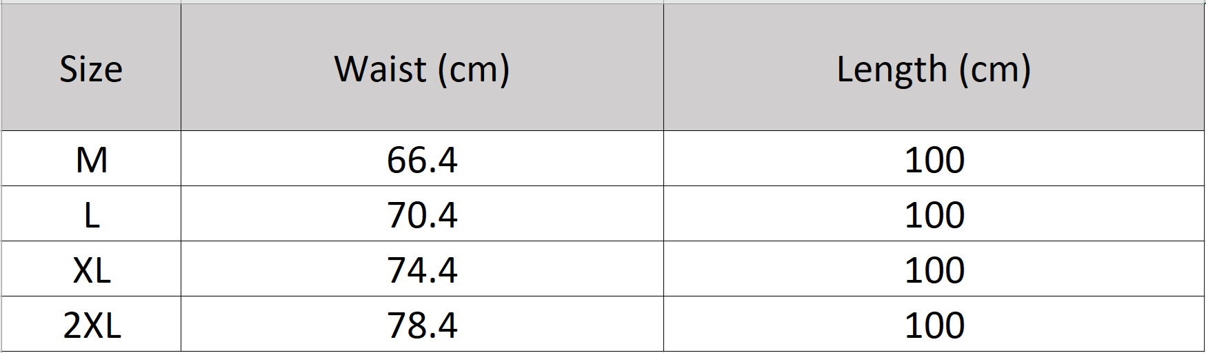 Women's size chart for a two-layer pleated maxi skirt, crafted from 6A Grade 100% Mulberry silk chiffon (5 Momme) in Ink Dance. Features front gathered pleats and back gathering. — From Borcelleclothes.