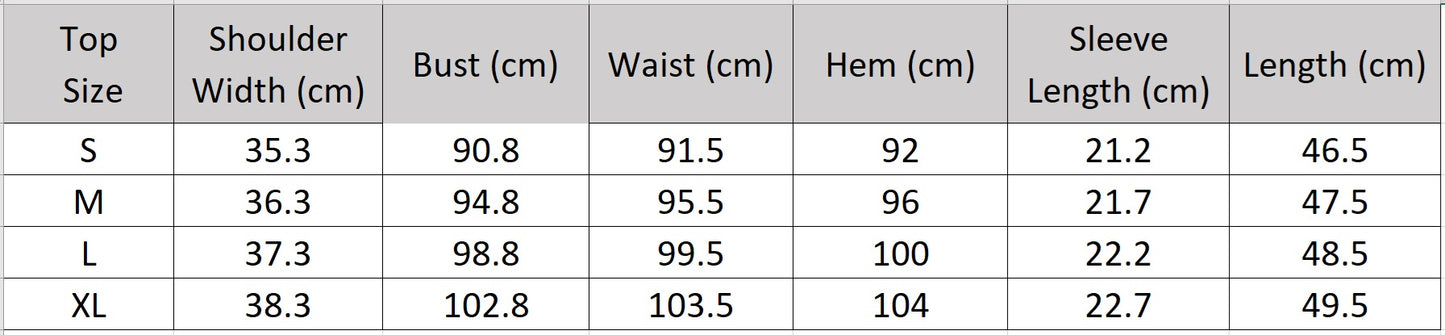 Technical size chart for the Utsugi Blossom embroidery viscose cropped top in Bride’s Silence white — From Borcelleclothes.