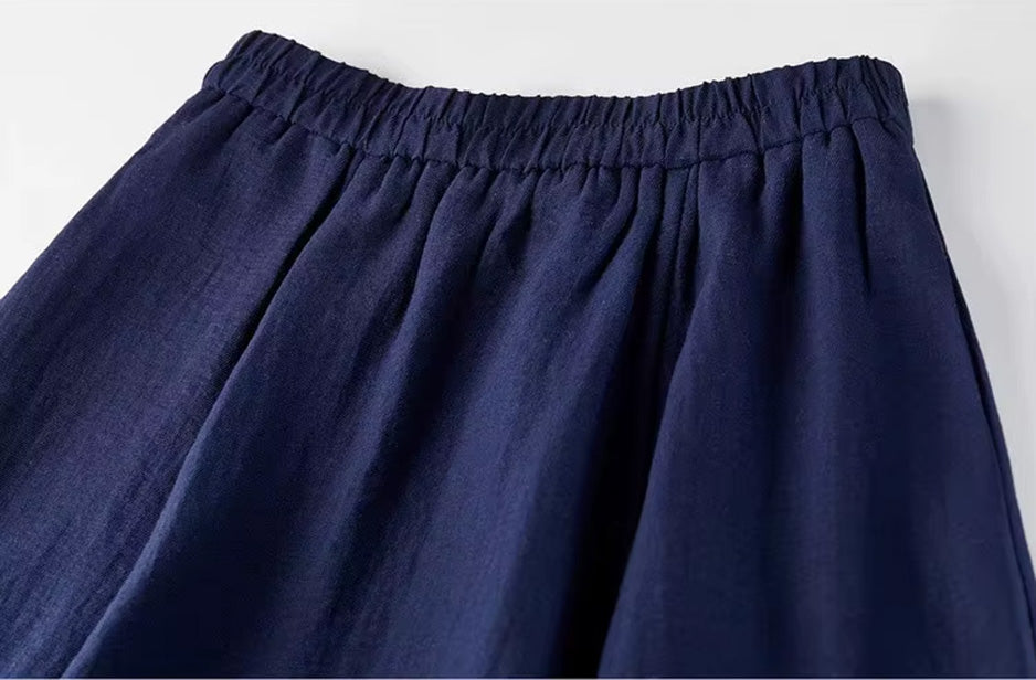 Close-up of the upper section of the Shurima Oasis viscose blend skirt, showing the rich gathers from the waistband — From Borcelleclothes.