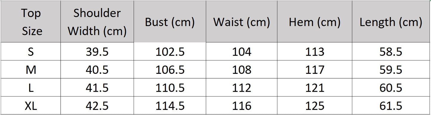 Detailed size chart for the sleeveless watercolor lyocell top — From Borcelleclothes.