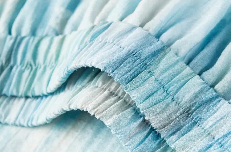 Interior view of the elasticated waistband on the watercolor midi skirt — From Borcelleclothes.
