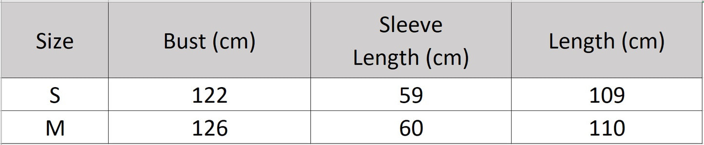 Women's size chart for a wrap flared wool coat in deep Bordeaux with sheepskin upper collar and architectural cuff details. — From Borcelleclothes.
