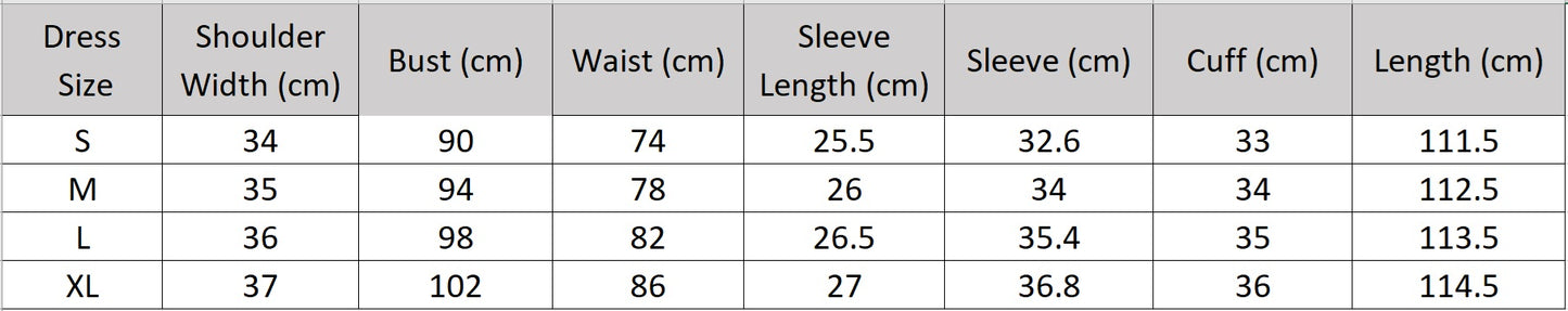 Women's size chart for a midi-length wrap silk dress in Rorschach Inkblot Test color features a wrap V-neckline, 1/3 sleeves with gathered cuffs, and front box pleats on the skirt. — From Borcelleclothes.