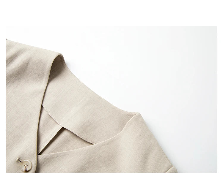 Detailed view of the jacket’s neckline, revealing clean lines and minimalist construction. From Borcelleclothes.