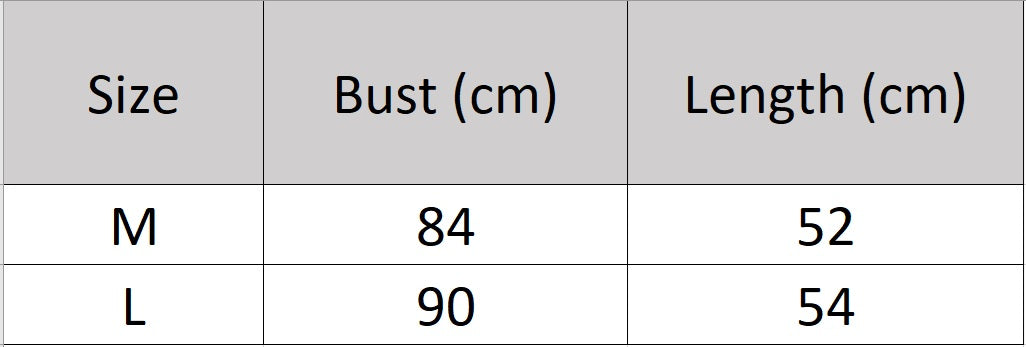 Women's size chart for a Bouclé cashmere sleeveless top in a slim silhouette with mock neck — From Borcelleclothes.