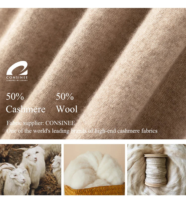 Close-up of knit texture in Dark Vanilla cashmere blend dress — From Borcelleclothes.