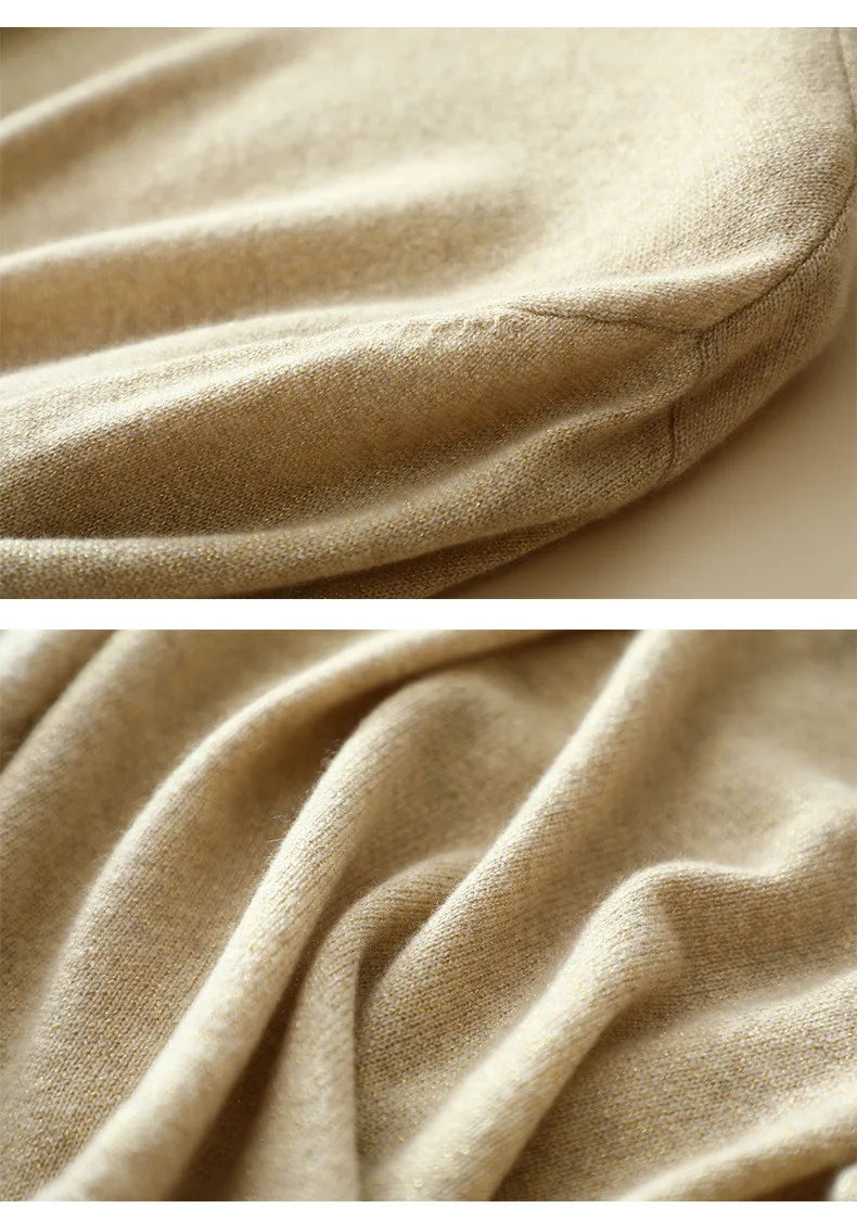 Collage of wave-folded texture and shoulder of Foggy Grey cashmere set — From Borcelleclothes.