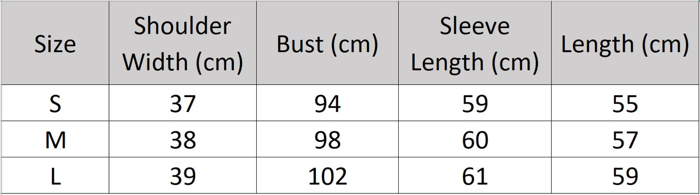 Women’s size chart for a slim-fit cashmere sweater, with ribbed cuffs featuring subtle metal accents — From Borcelleclothes.