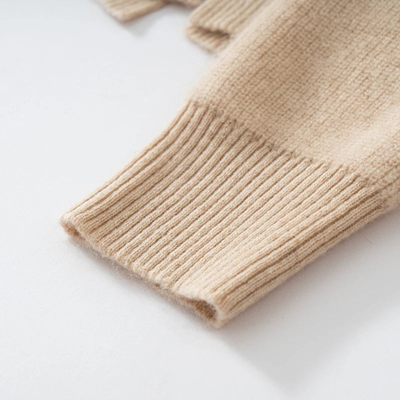 Ribbed sleeve cuff detail of vanilla cashmere sweater – From Borcelleclothes.