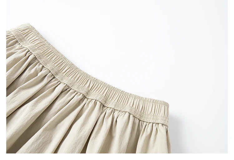 Detailed view of the skirt’s waistband — quilted texture with discreet elastic inserts for a flexible fit. From Borcelleclothes.