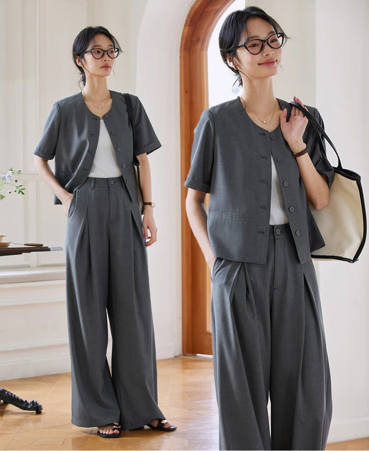 Collage showing model's hand in trousers pocket and bag over shoulders. From Borcelleclothes.