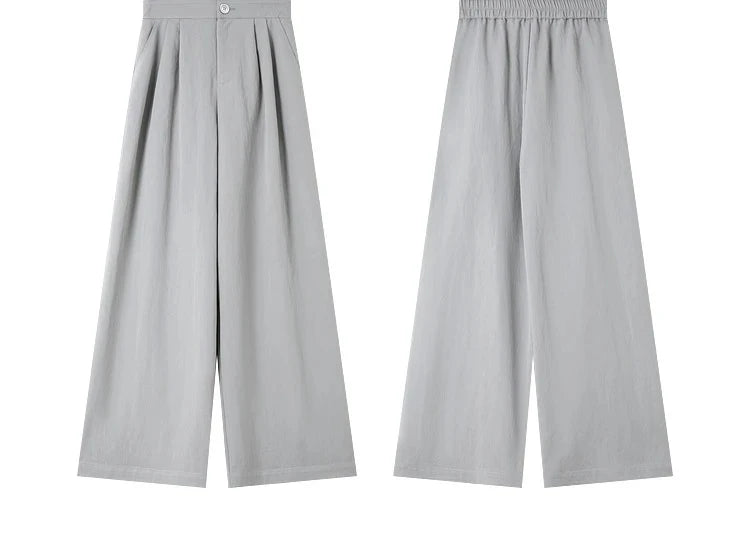 Trousers in French Grey shown from both front and back. From Borcelleclothes.