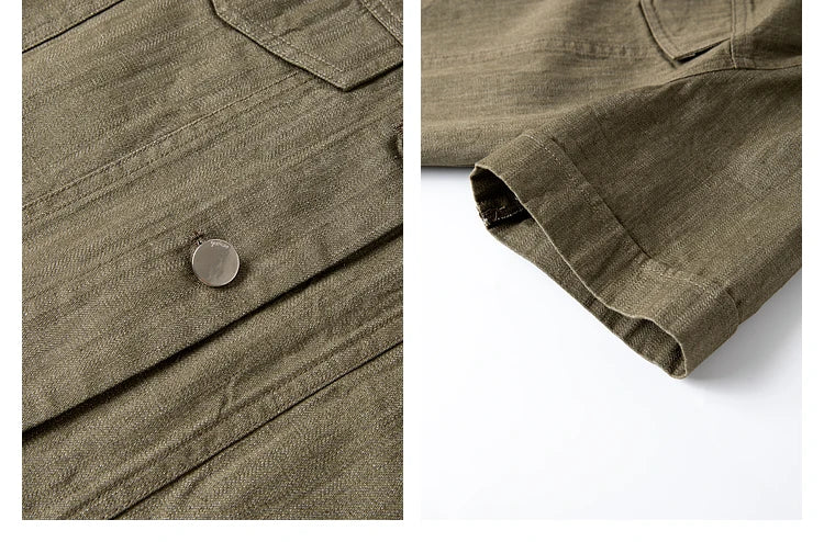 Collage showing details of the jacket’s front placket and short sleeve cuff. From Borcelleclothes.