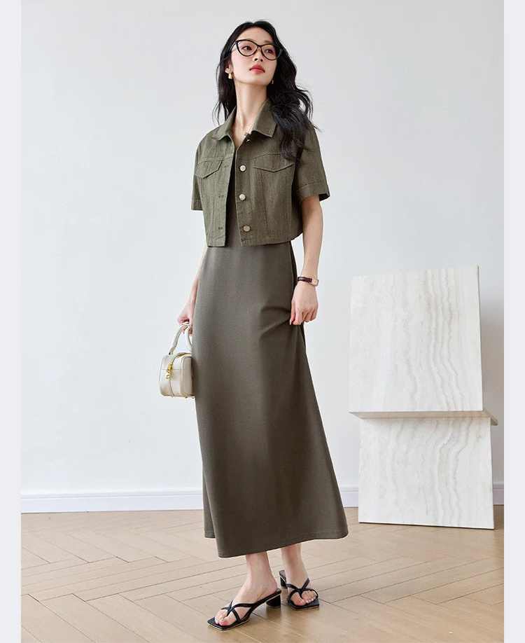 Model lifting the knit dress slightly, showing the dress’s flexibility and softness. From Borcelleclothes.