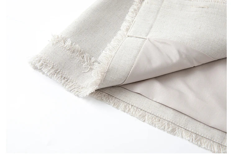 Jacket hem of the Martini set shown unfolded. From Borcelleclothes.