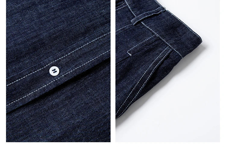 Collage of shirt placket and trousers pocket — showcasing contrast stitching and refined cotton texture. From Borcelleclothes.