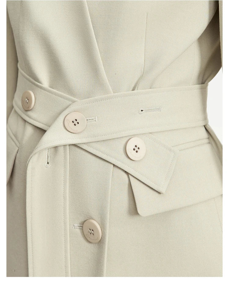 Women’s Moon Mist wrap blazer, waist section detail – From Borcelleclothes.