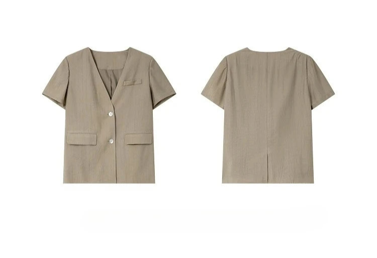 Front and back view of the Olive Haze jacket, showing clean lines and subtle texture. From Borcelleclothes.