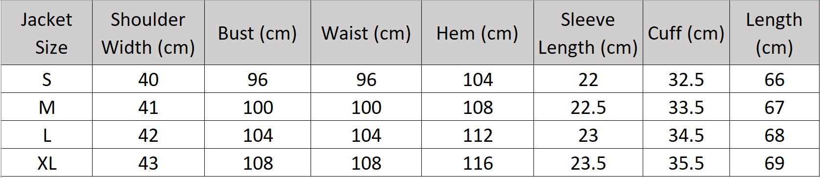 Women's size chart for a jacket of the two-piece set in Olive Haze with crinkled texture, featuring a short-sleeved V-neck jacket and wide-leg trousers in a relaxed silhouette. From Borcelleclothes.