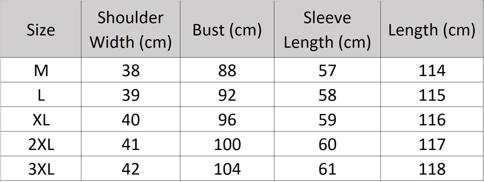 Women's size chart for a Mid-calf sheepskin coat with wide striped mink collar extending to the arms, leather snap cuffs, and fur-tipped belt — From Borcelleclothes.
