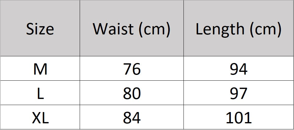 Women's size chart for a Straight Cut Alashan cashmere trousers, featuring a straight cut, front slash pockets, and a ribbed waistband — From Borcelleclothes.